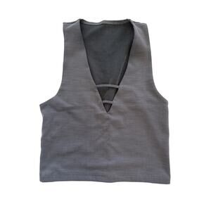 Beyond Yoga Gray Deep V Long Line Sleeveless Top Size Small